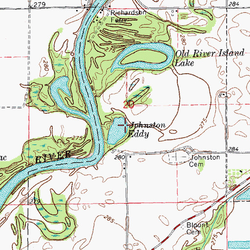 Topographic Map of Johnston Eddy, AR