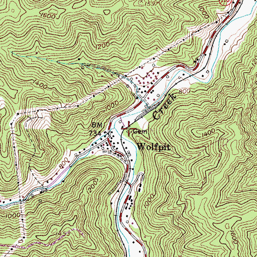 Topographic Map of Wolfpit Branch, KY