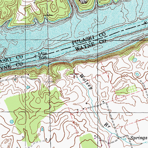 Topographic Map of Wolsey Branch, KY