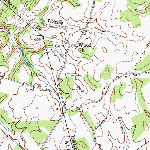 Topographic Map of Wood Church, KY