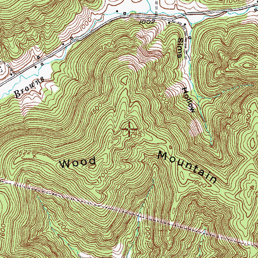 Topographic Map of Wood Mountain, KY