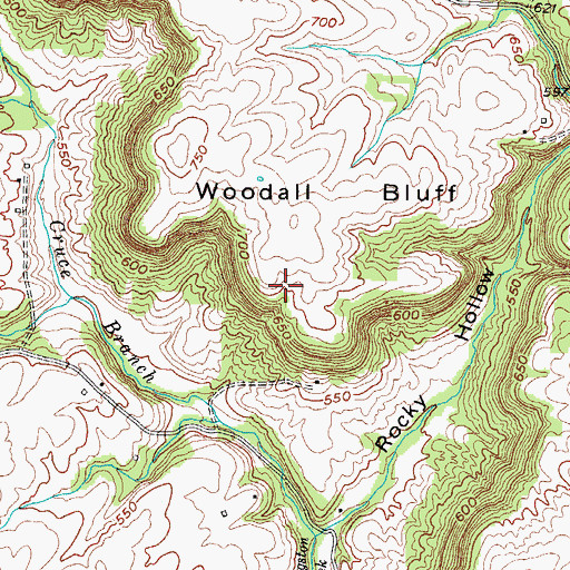 Topographic Map of Woodall Bluff, KY
