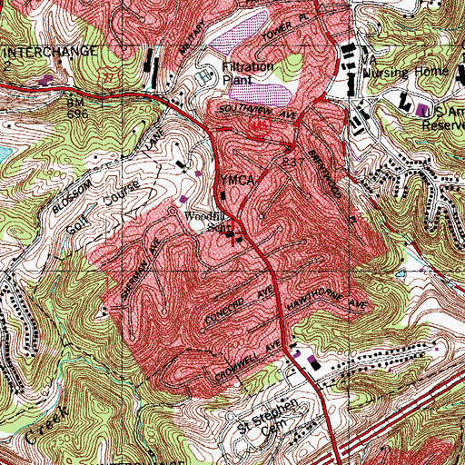Topographic Map of Woodfill Elementary School, KY