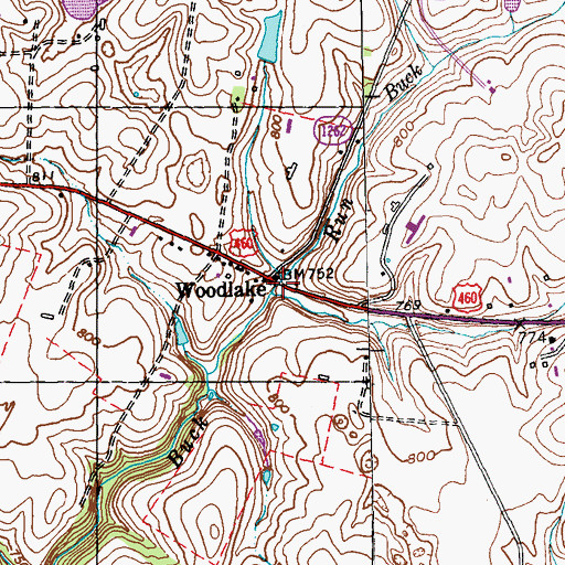 Topographic Map of Woodlake, KY