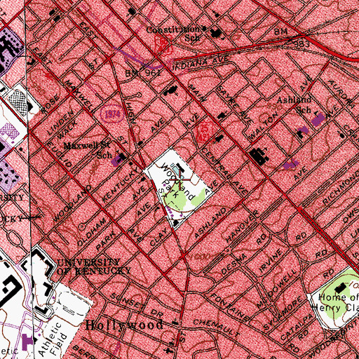 Topographic Map of Woodland Park, KY