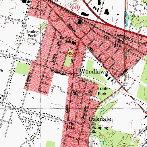 Topographic Map of Woodlawn, KY