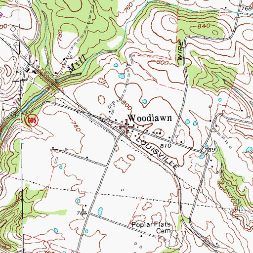 Topographic Map of Woodlawn, KY