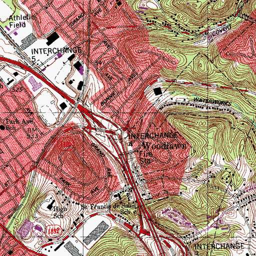 Topographic Map of Woodlawn, KY