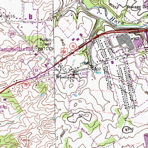Topographic Map of Woodlawn Christian Church, KY