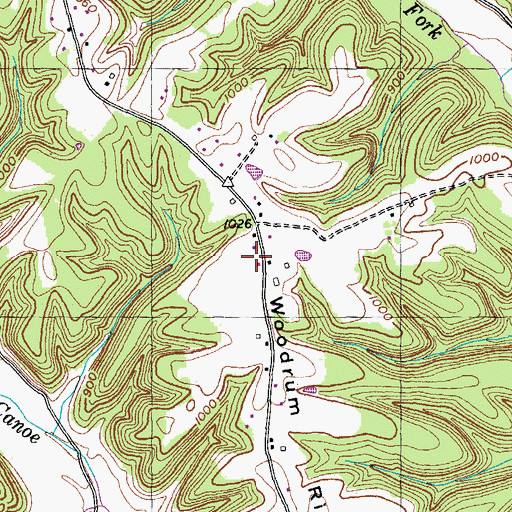 Topographic Map of Woodrum Ridge, KY