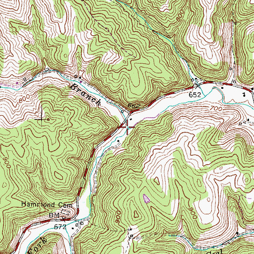 Topographic Map of Woods Branch, KY