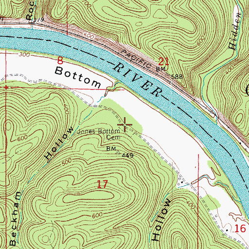 Topographic Map of Jones Bottom Cemetery, AR