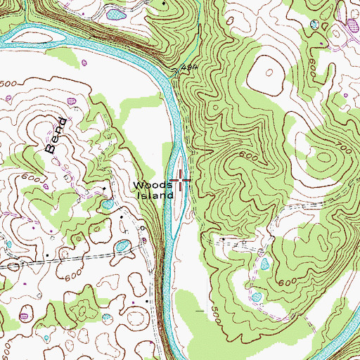 Topographic Map of Woods Island, KY