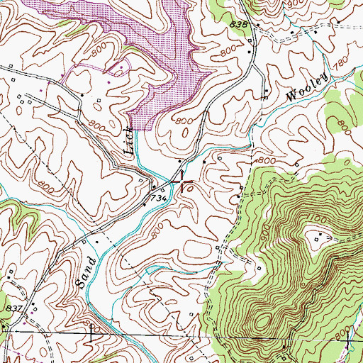 Topographic Map of Wooley Creek, KY