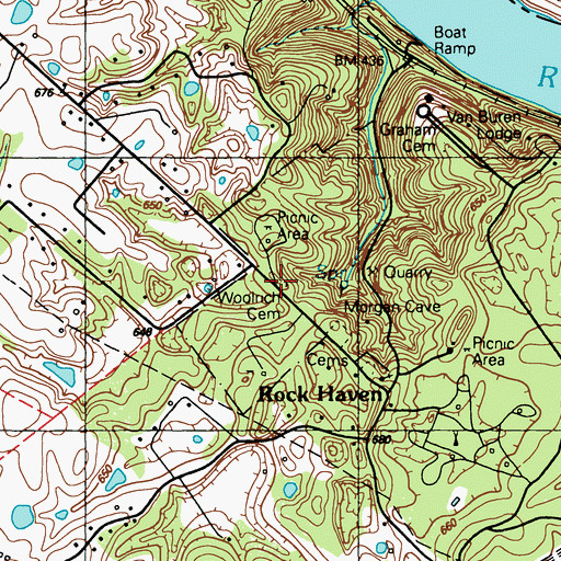Topographic Map of Woolrich Cemetery, KY