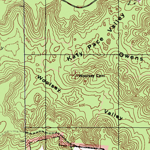 Topographic Map of Woolsey Cemetery, KY