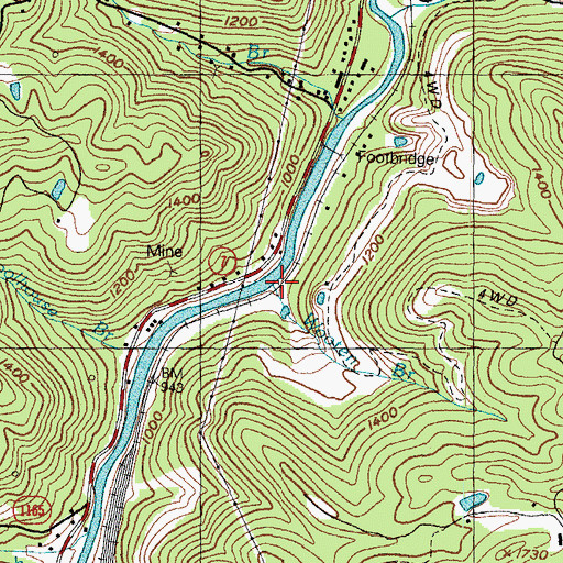 Topographic Map of Wooten Branch, KY