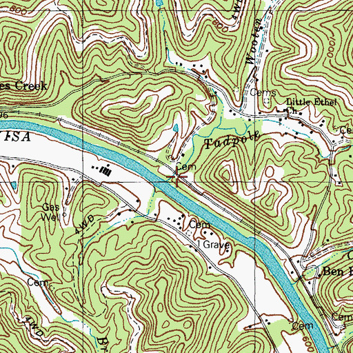 Topographic Map of Wooten Branch, KY