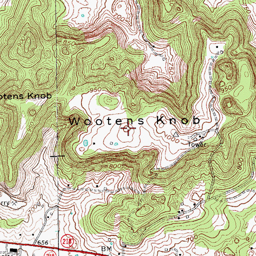 Topographic Map of Wootens Knob, KY