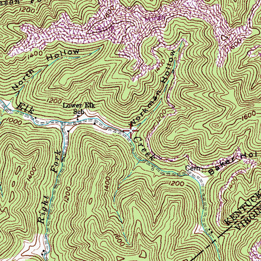 Topographic Map of Workman Hollow, KY