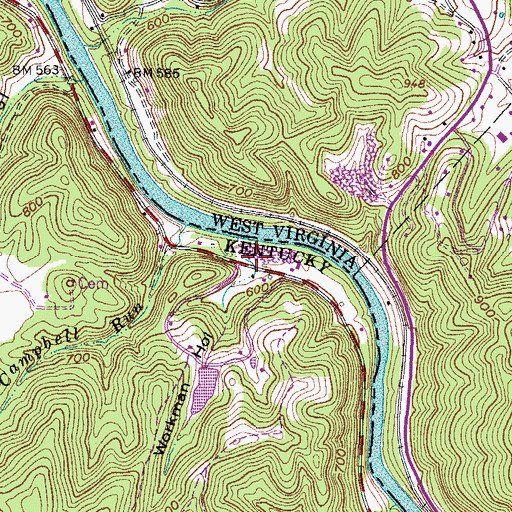 Topographic Map of Workman Hollow, KY