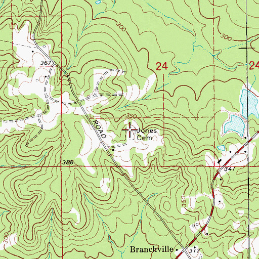 Topographic Map of Jones Cemetery, AR