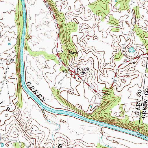 Topographic Map of Wright Cemetery, KY