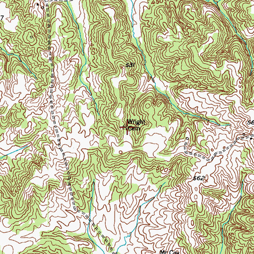 Topographic Map of Wright Cemetery, KY