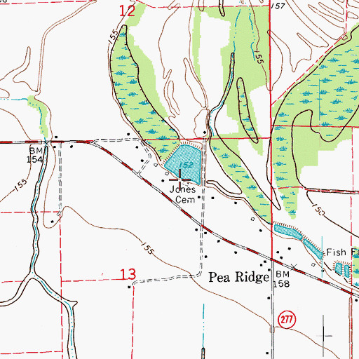 Topographic Map of Jones Cemetery, AR
