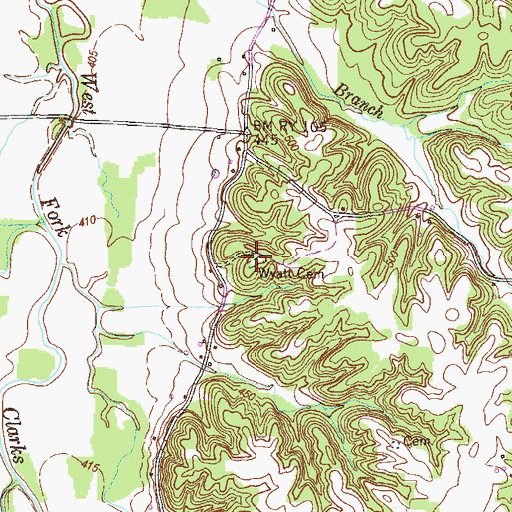 Topographic Map of Wyatt Cemetery, KY