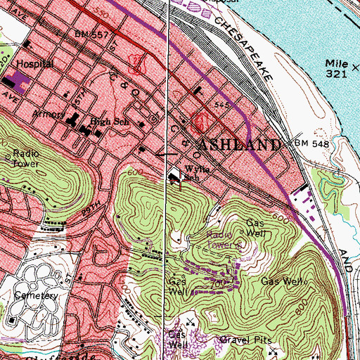 Topographic Map of Wylie School, KY