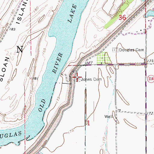 Topographic Map of Jones Cemetery, AR