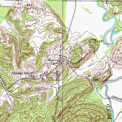 Topographic Map of Wynns Cemetery, KY