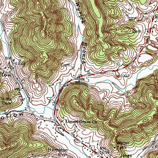 Topographic Map of Wyrick Branch, KY