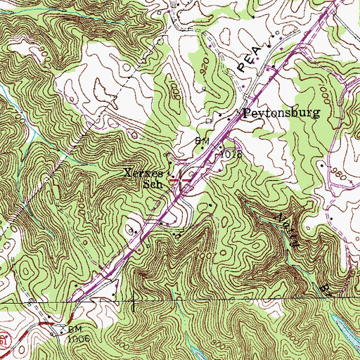 Topographic Map of Xerxes School, KY