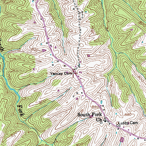 Topographic Map of Yancey Cemetery, KY