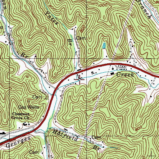 Topographic Map of Yates Branch, KY