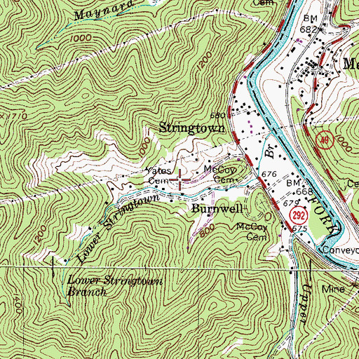 Topographic Map of Yates Cemetery, KY