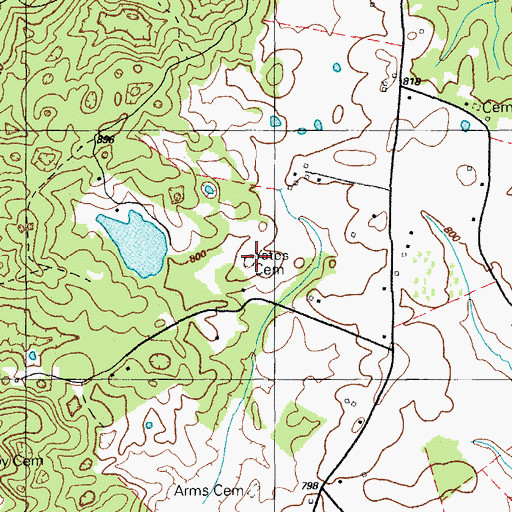 Topographic Map of Yates Cemetery, KY