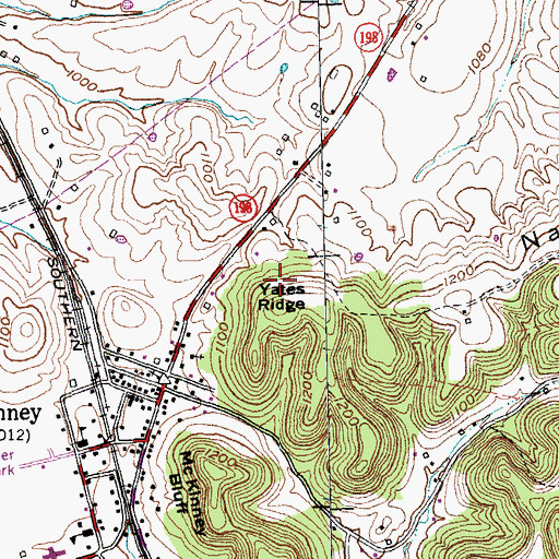 Topographic Map of Yates Ridge, KY