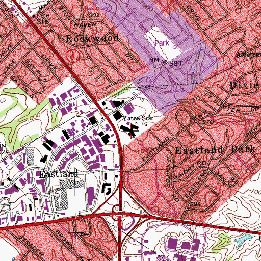 Topographic Map of Yates Elementary School, KY