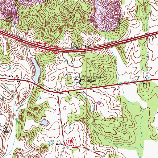 Topographic Map of Yeargins Chapel, KY