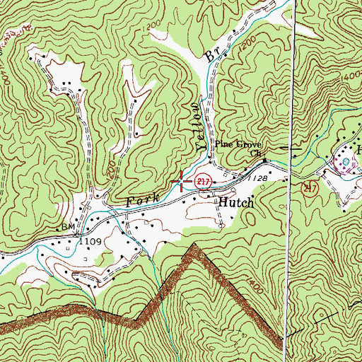 Topographic Map of Yellow Branch, KY