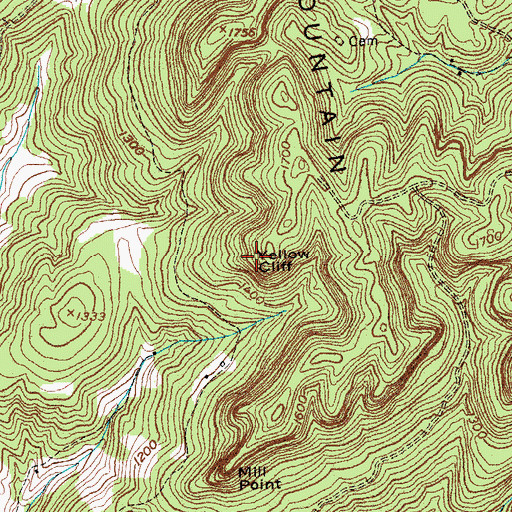 Topographic Map of Yellow Cliff, KY