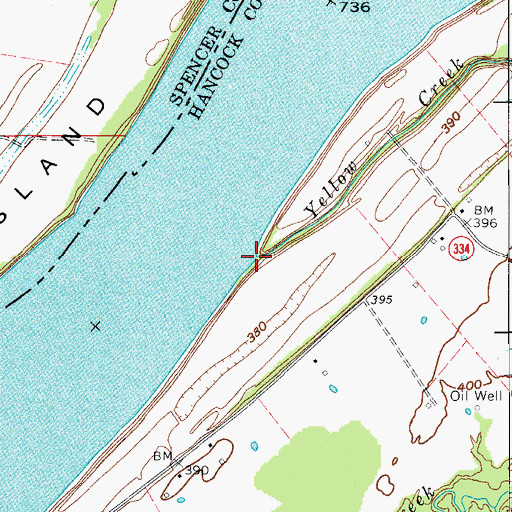 Topographic Map of Yellow Creek, KY