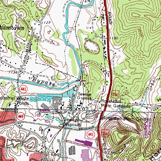 Topographic Map of Yellow Creek Bypass, KY