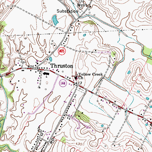 Topographic Map of Yellow Creek Baptist Church, KY