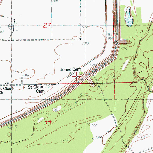Topographic Map of Jones Cemetery, AR