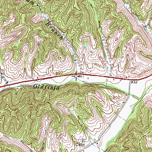 Topographic Map of Yocum Branch, KY
