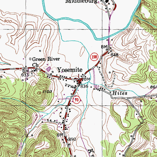 Topographic Map of Yosemite, KY
